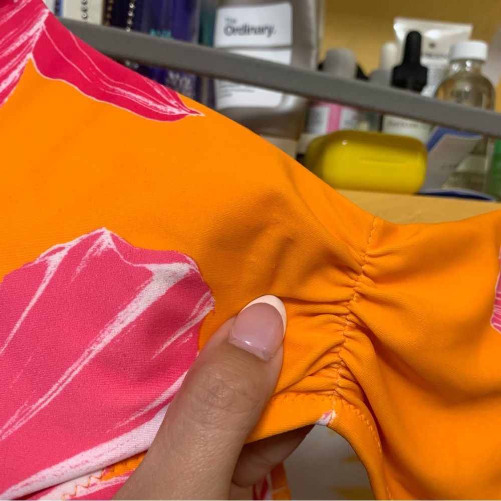 Athleta Kailua Cutout One Piece Swimsuit Orange Pink Size Small - Picture 3 of 11